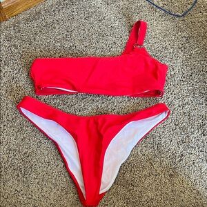Red One-Shoulder Bikini Set